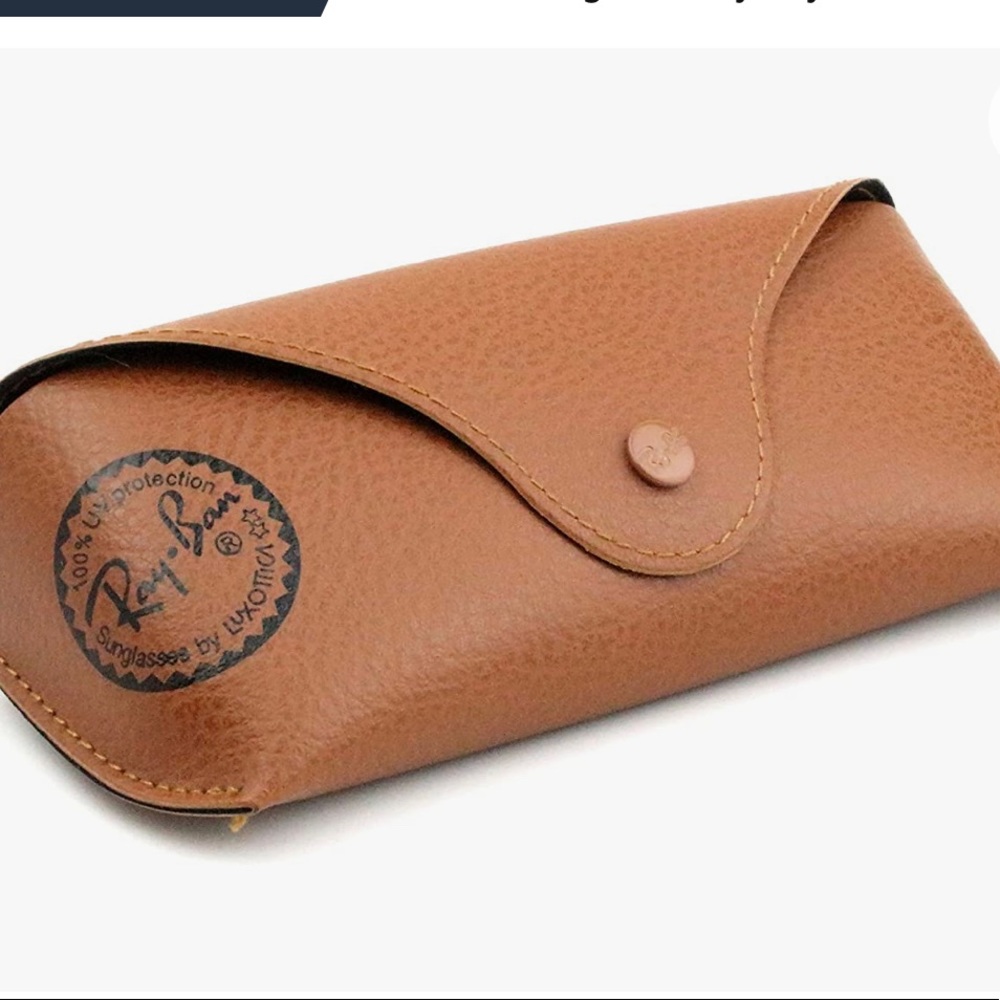 RayBan original brown leather glasses case with cleaning cloth